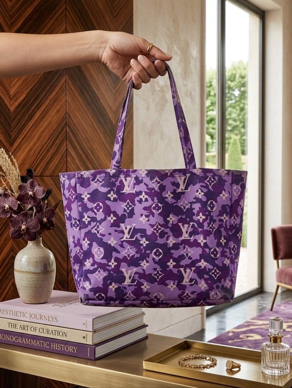 Asylum Purple Monogram Camo Tote Bag Carry Bag